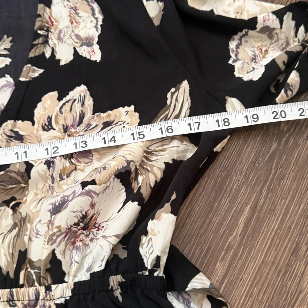 Rokoko by Dazz Floral Black and Cream Wrap Longsleeve Dress - Picture 4 of 6